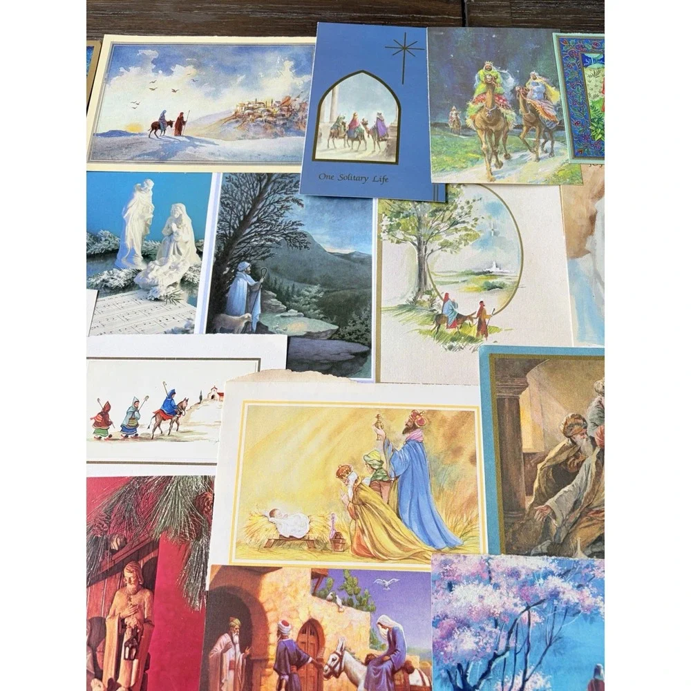 Vintage Christmas Cards Fronts ONLY Nativity Scrapbooking Crafts Lot of 50+